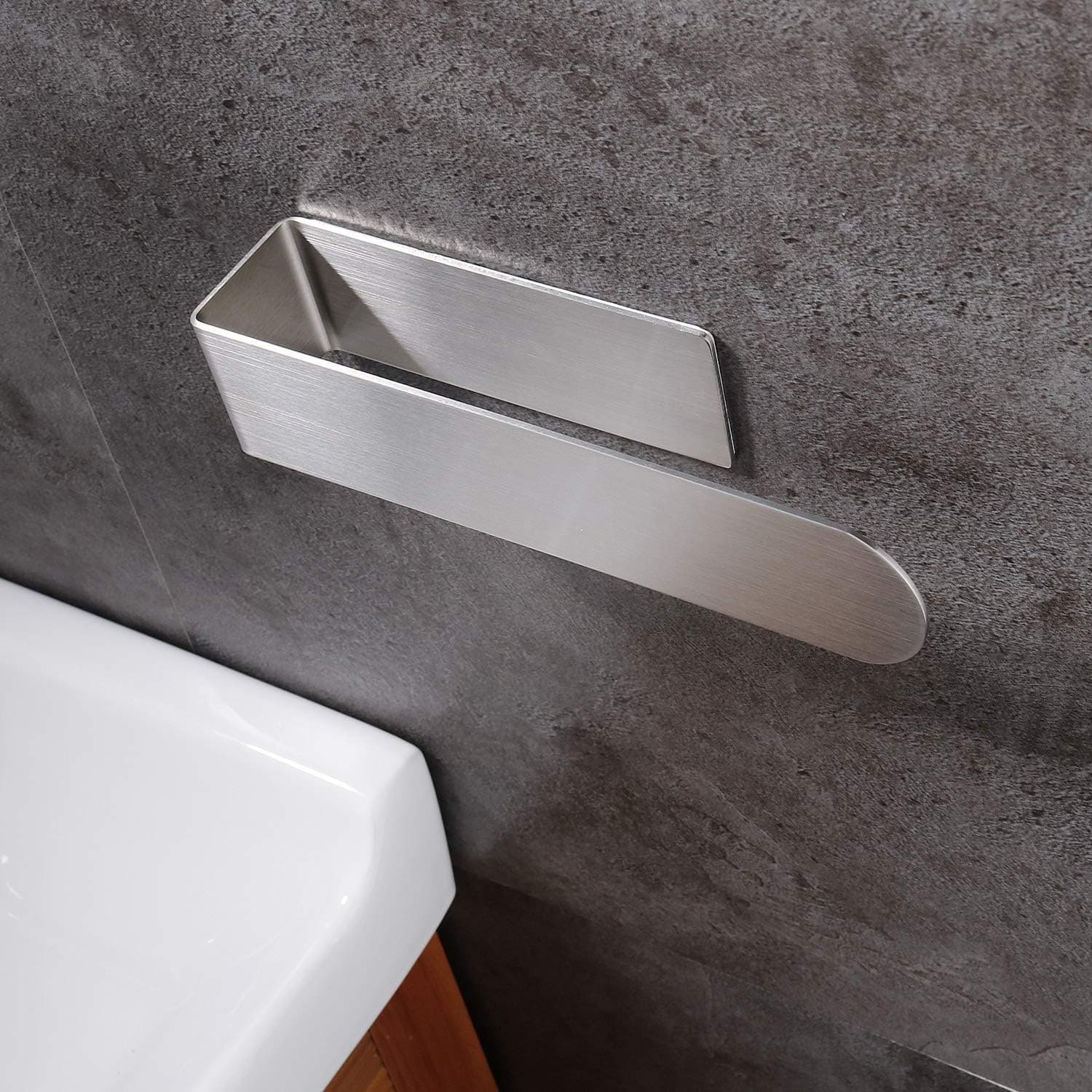 kaveno Hand Towel Holder/Hand Towel Ring - Self Adhesive Bathroom Towel Bar Stick on Wall, SUS 304 Stainless Steel Brushed