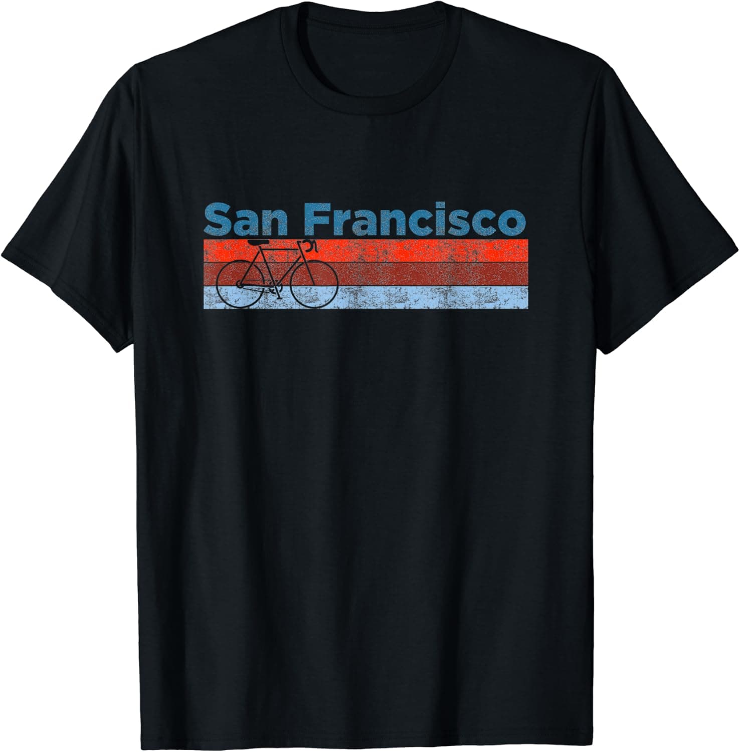 San Francisco, California - Distressed Retro Bicycle T-Shirt
