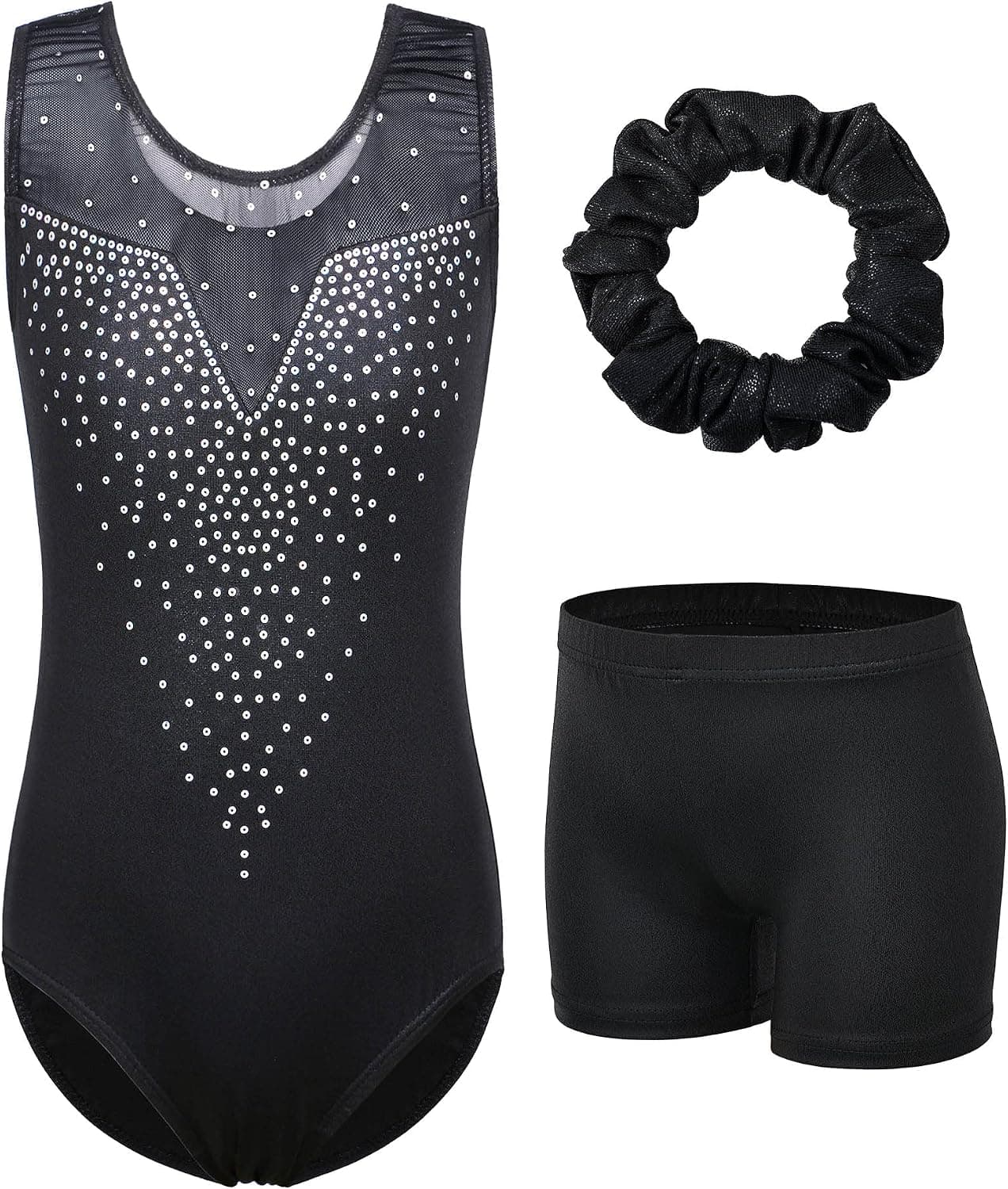 BAOHULU Gymnastics Leotards for Girls Toddlers Kids Sparkle Sequins Mesh Top Dancewear