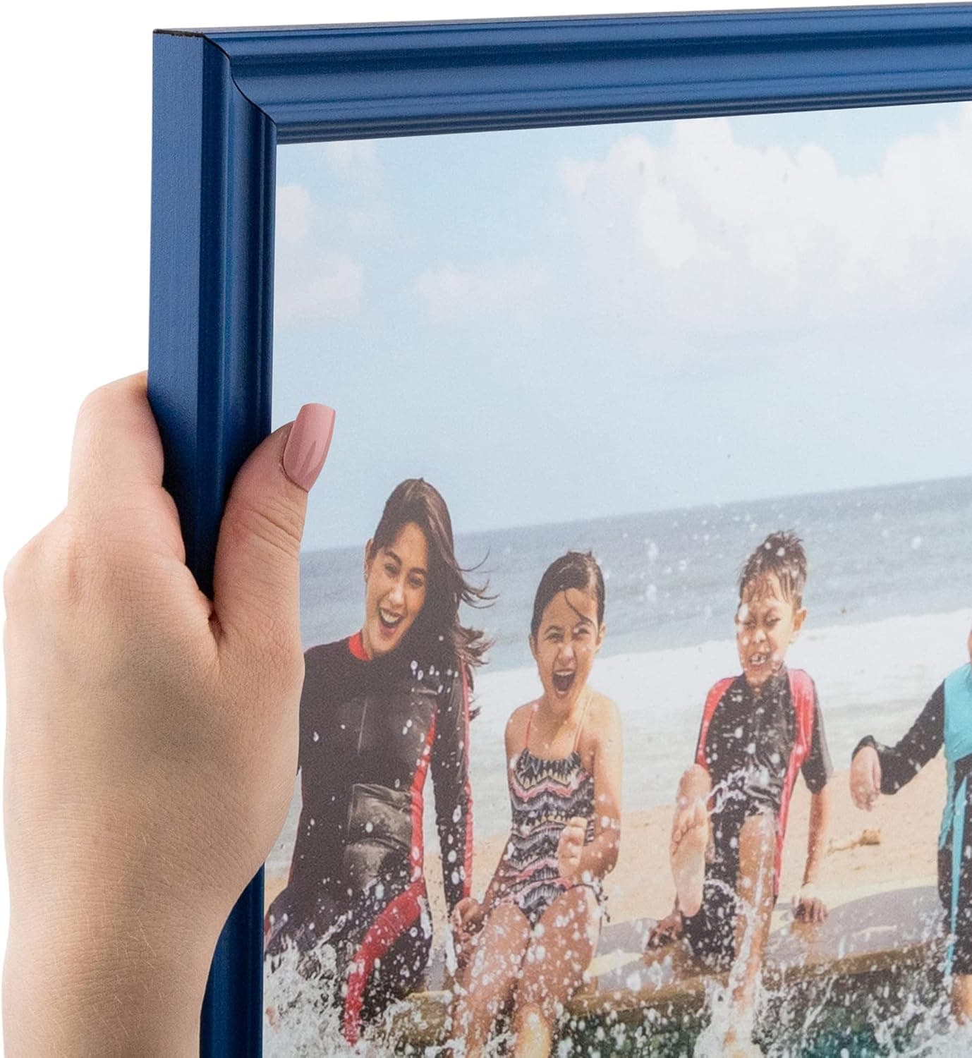 ArtToFrames 22x28 Inch Blue Picture Frame, This 1" Custom Wood Poster Frame is Blue Stain on Red Leaf Maple, for Your Art or Photos, WOM0066-60823-YBLU-22x28