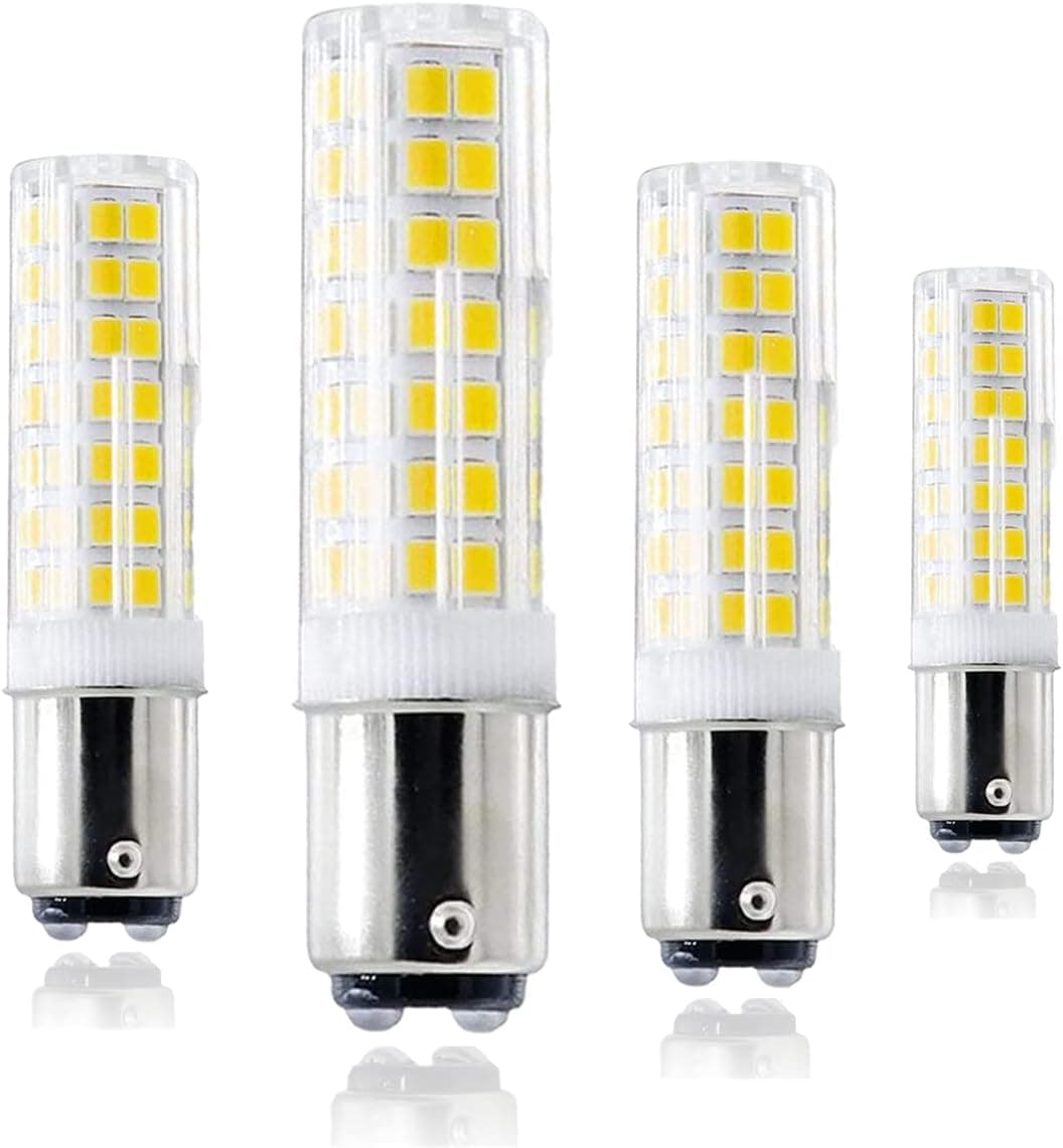 HXWY Ba15d LED Light Bulb, New Ba15d Double Contact Bayonet Base, 6W 120v 60W Equivalent Halogen Bulbs, Dimmable Sewing Machine Lamp White 6000K (4-Pack)