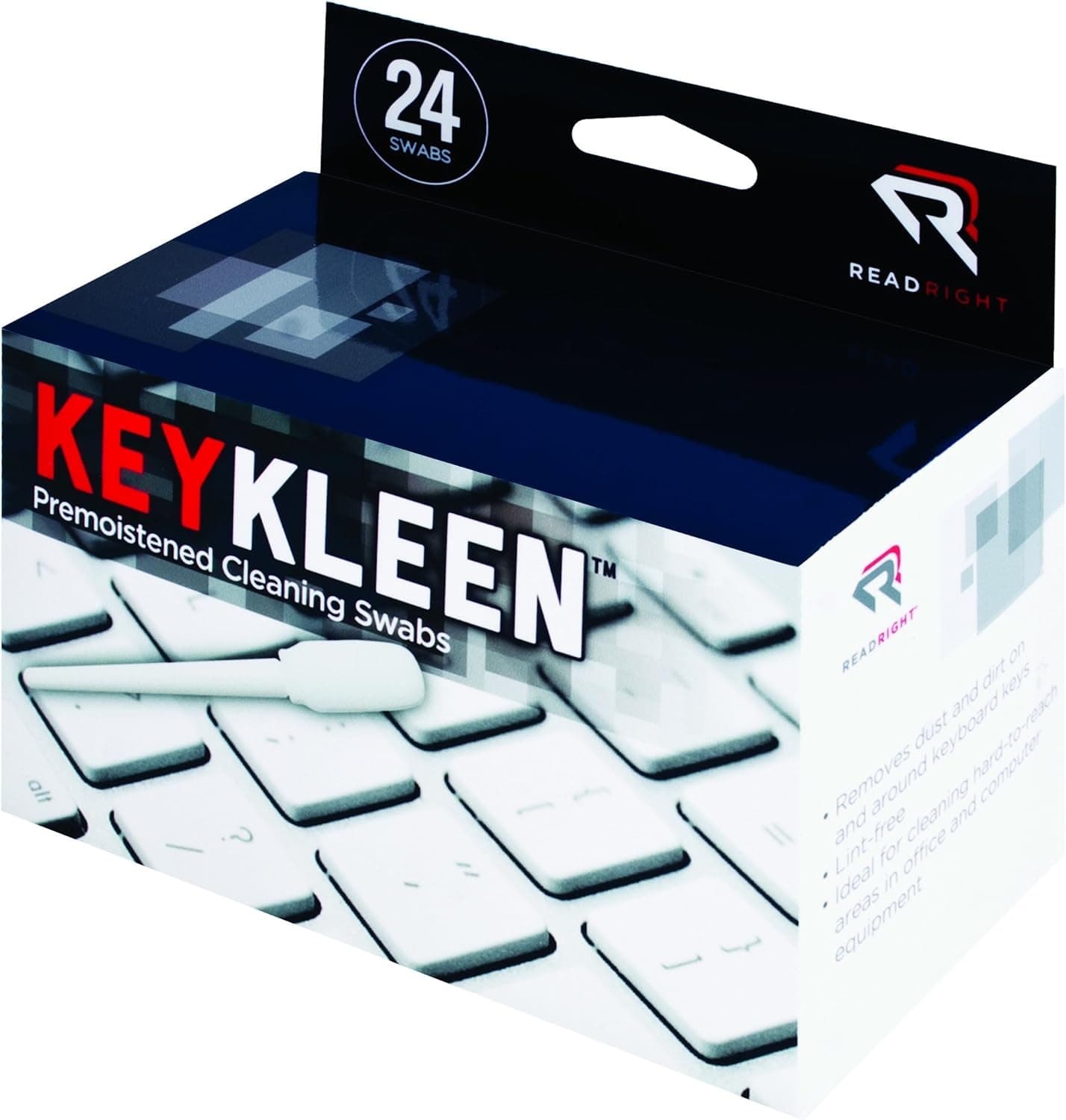 Read Right KeyKleen Keyboard Cleaner Swabs, 24 Swabs per Box (RR1243)