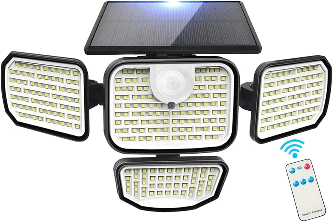 FREECUBE Solar Flood Lights Outdoor, Solar Outdoor Lights with Remote Control, 3 Modes, IP65 Waterproof, Solar Security Lights Solar Motion Lights for Garden Yard Garage Patio Pathway 1 Pack