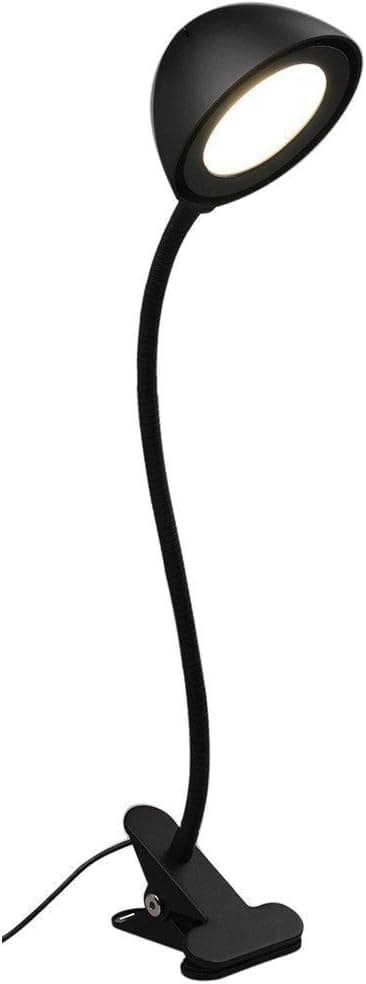 Lelife Clip On Light Reading Lamp,Sturdy Gooseneck,2 Brightness Level,5W,Perfect LED Desk Lamp for Reading,Could Be Powered by USB Or Power Bank(Adapter Included) Cool White Light