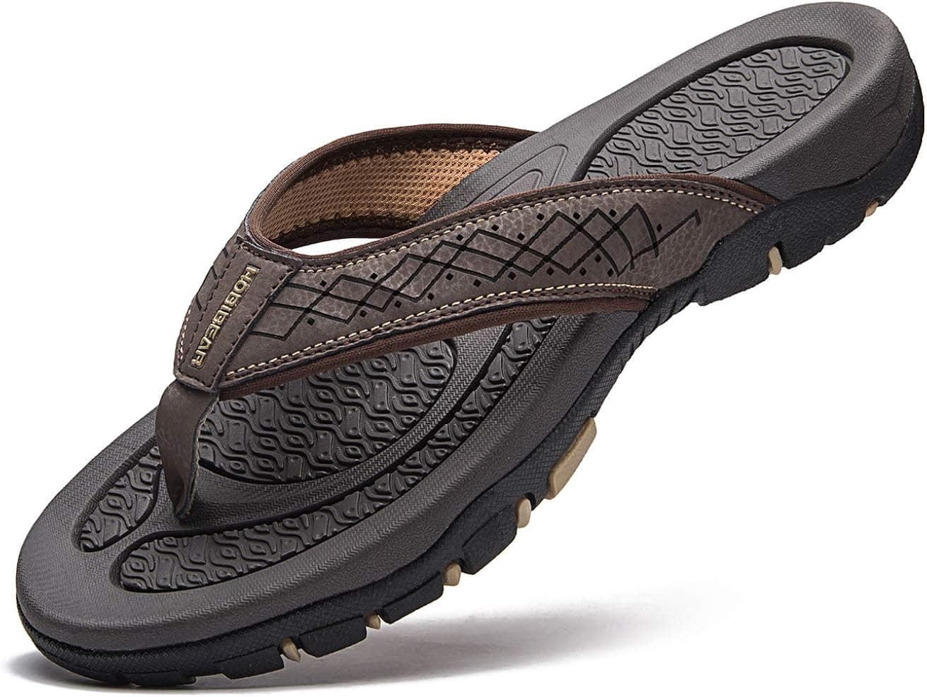 Mens Sport Flip Flops Comfort Casual Thong Sandals Outdoor(Z brown, 10)