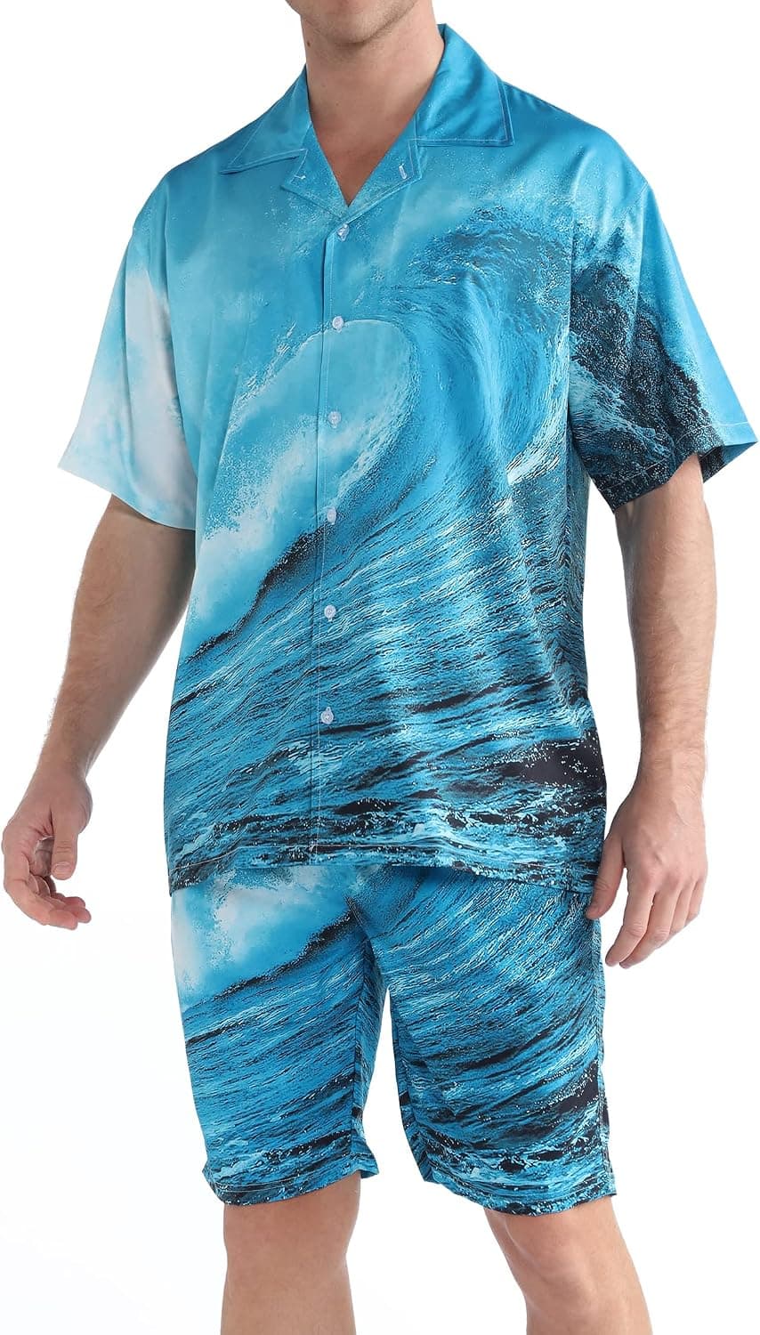 APTRO Men's Hawaiian Sets Quick Dry Relaxed Fit 4 Way Stretch Beach Shirt Suits
