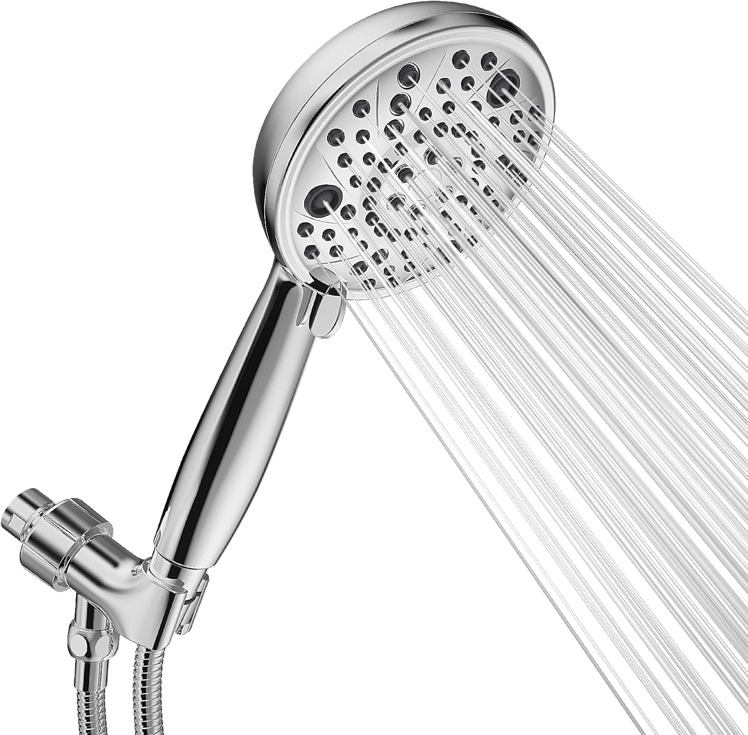 Vantency Shower Head with Handheld Chrome, 8 Functions Handheld Shower Head,5-inch High Pressure Shower head with Hose and Holder