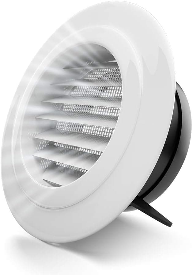 Soffit Vents 4 Inch Round Air Vents Louver with Screen ABS Grille Air Exhust Vent for Ventilation System (100mm)…