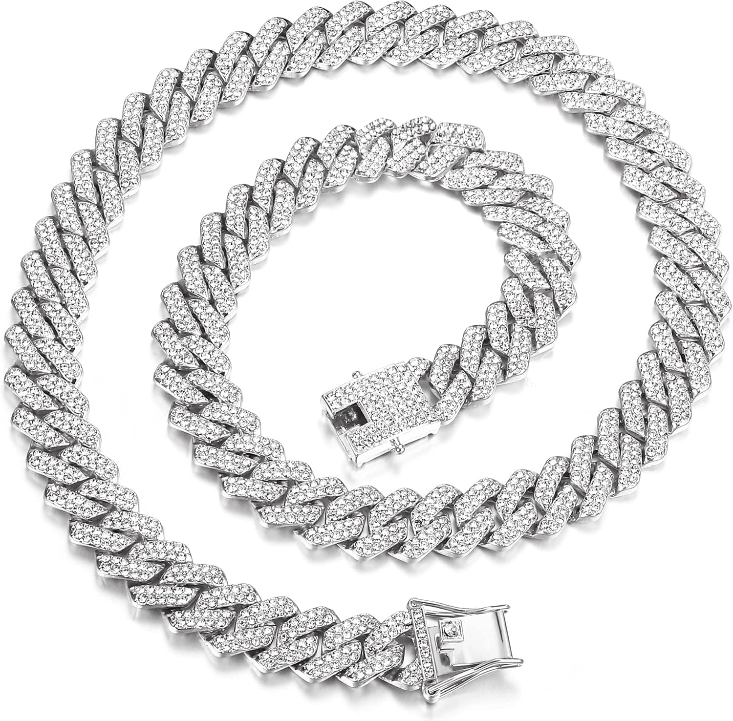 Krfy Cuban Link Chain for Men Women Diamond Cuban Link Chain Miami Cuban Link Chain Necklace Cuban Iced Out Chain 18/20/22/24 inch Bling Hip Hop Jewelry with Gift Box