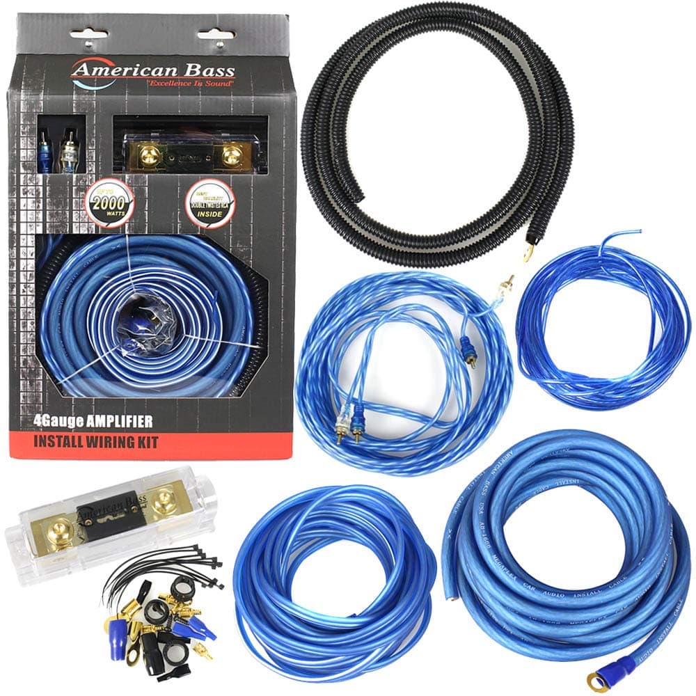 American Bass ABBLUE4GKIT 4 Gauge Wiring Kit Anl Fuse