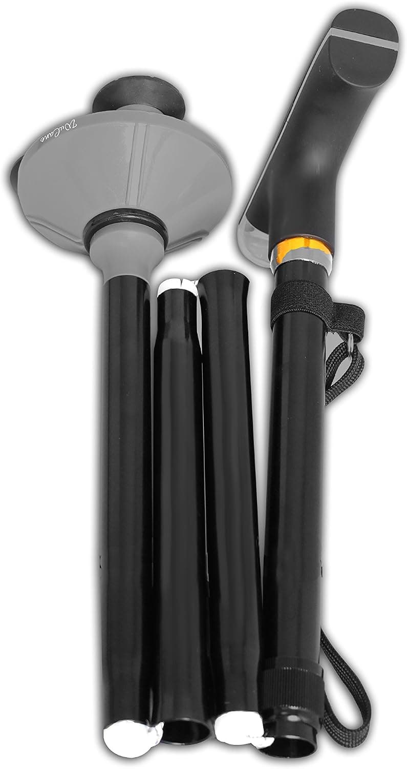 Walking Cane and Flashlight - Self Balancing Walker with Bright Flashlight and Bending Joint - Telescopic