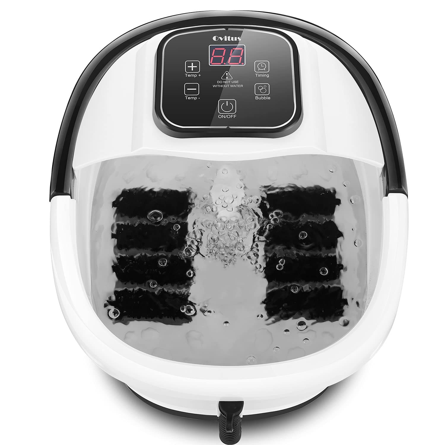 Ovitus Foot Spa Bath Massager with Heat and Bubble Jets，Removable Massage Roller. Adjustable Temperature Control （95℉~118℉）& Portable Handle