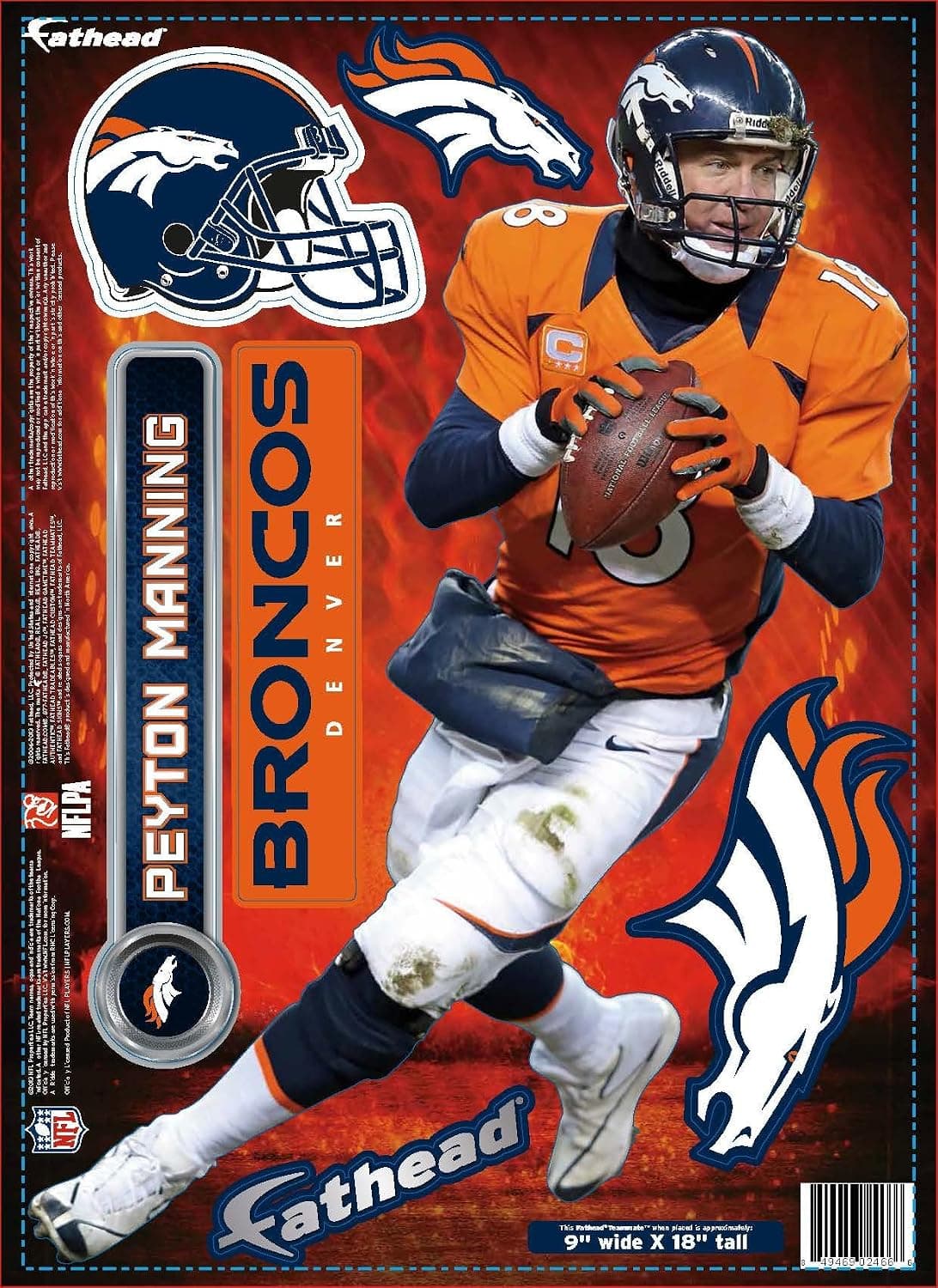 NFL Denver Broncos Peyton Manning Fathead Teammate Wall Decal