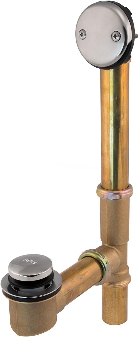 American Valve TD5BNTT 1-1/2 Inch Brushed Nickel Bath Drain Toe Touch Pop-Up Brass Trim