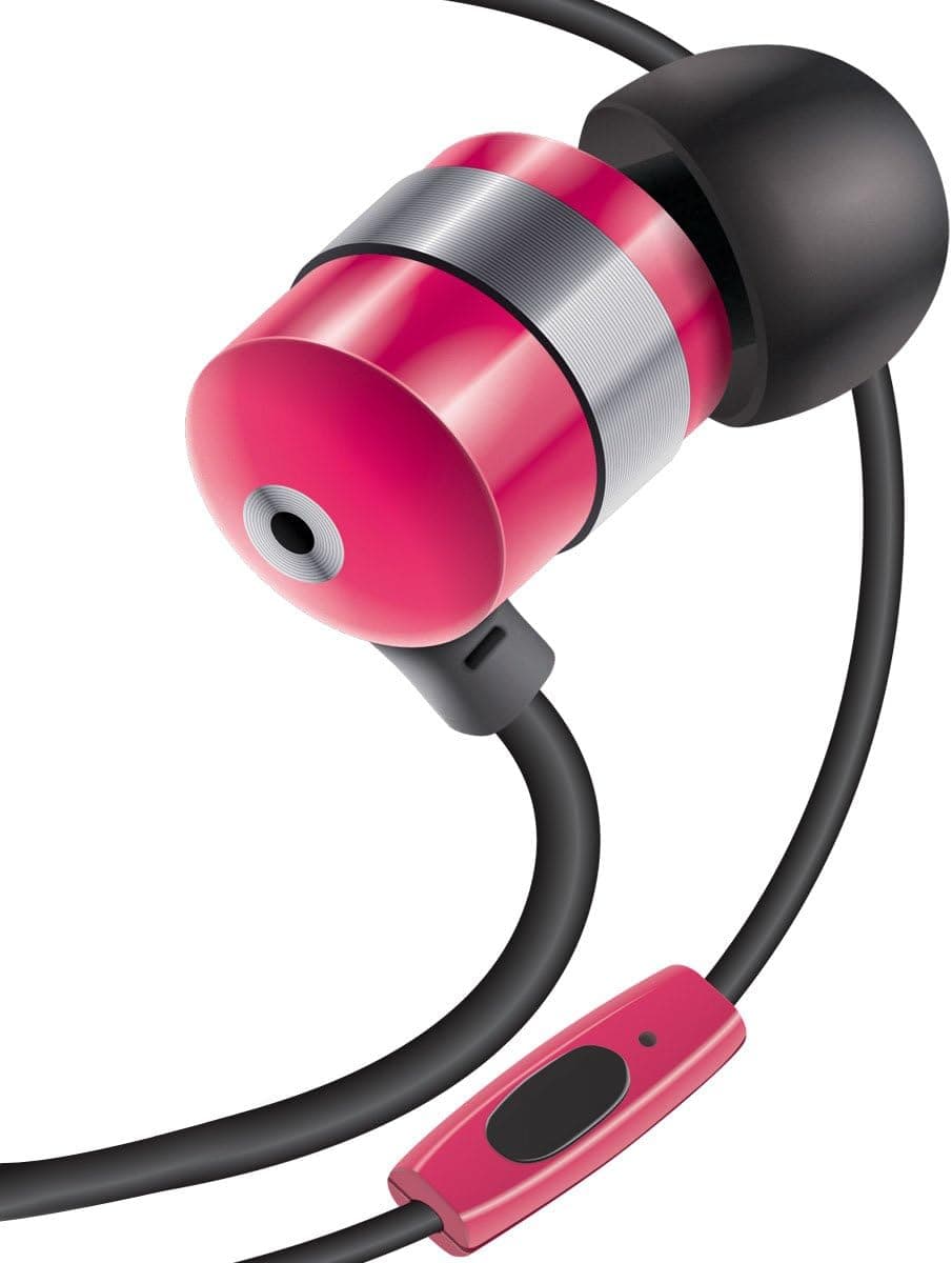 Red Ergonomic Earbuds in-Ear Headphones with Hands-Free Microphone and Deep Bass by GOgroove (AudiOHM HF Series) for Smartphones, Tablets, MP3 Players and More
