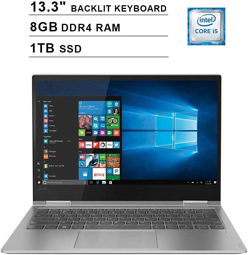 Lenovo Yoga 730 13.3 Inch FHD IPS 2-in-1 Touchscreen Laptop (Intel Quad-Core i5-8250U up to 4.6GHz, 8G RAM, 1TB PCIe SSD, Intel UHD Graphics 620, Backlit Keyboard, JBL Speakers, Win 10)