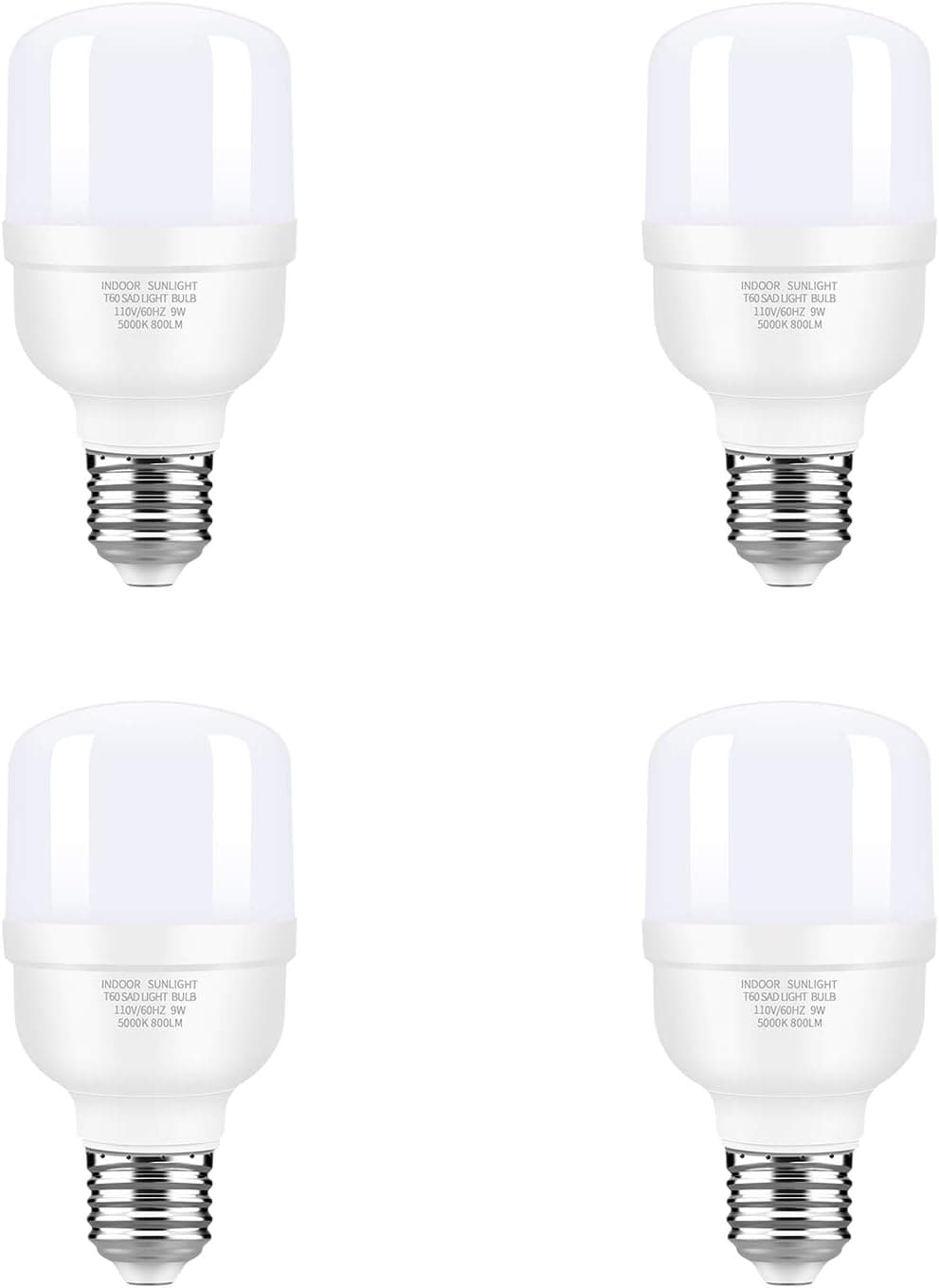Hisoo 9W LED Full Spectrum Light Bulb, High CRI Cool White Natural Sunlight Bulb, Eye-Care Dimmable Light Lamp for Study Office Bedroom Living Room (4 Pack)