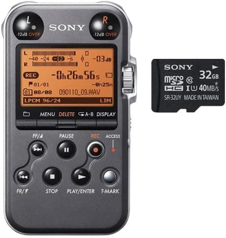 Sony PCM-M10 Portable Audio Recorder (Black) With extra Sony 32GB microSDHC Class 10 UHS-1 Memory Card with microSD Adapter