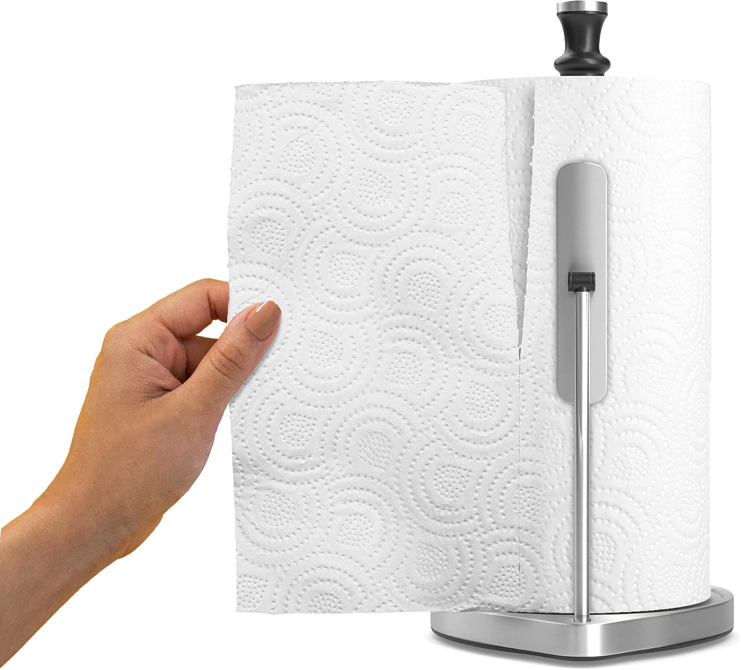 Grandoh Stainless Steel Paper Towel Holder countertop Stand | 13 x 7.5 Inch Innovative Paper Towel Dispenser Allows You to Tear A Sheet with One Hand | Stylish Kitchen Counter Décor