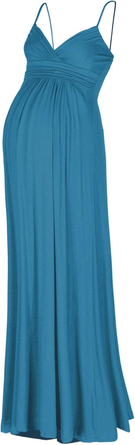 Beachcoco Women's Maternity Long Dress – Sweetheart Empire Waist Sleeveless Spaghetti Strap Comfortable Pregnancy Photography