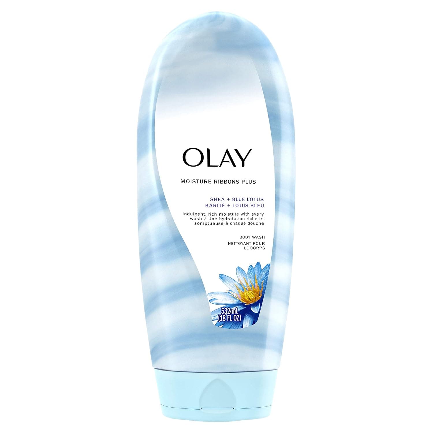 Olay Moisture Ribbons Plus Shea + Blue Lotus Body Wash, 18 oz