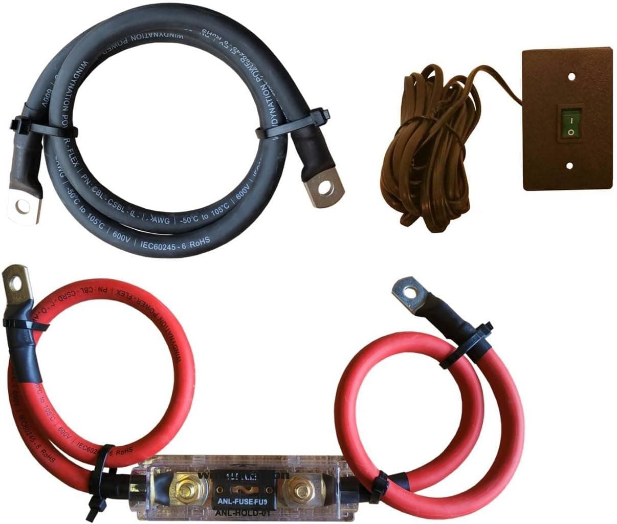 WindyNation Power Inverter Cable + ANL Fuse Holder and Fuse + VertaMax Inverter Remote On Off Switch (2 Gauge Kit)