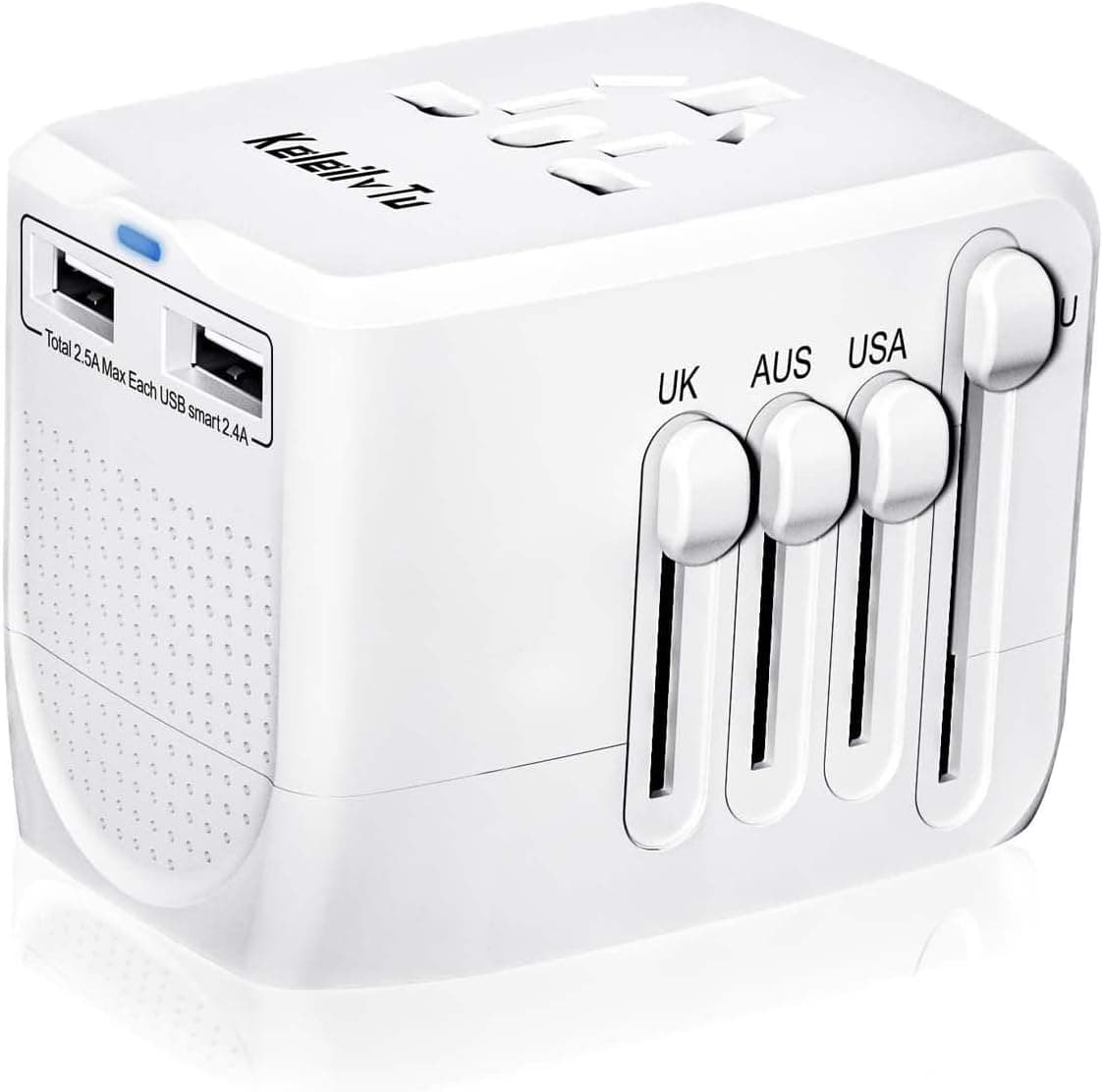 Universal Travel Adapter Down Voltage 220V to 110V with Dual USB for Hair Dryer Cell Phone Laptop, US to UK Europe AU Over 200 Countries Travel Essentials