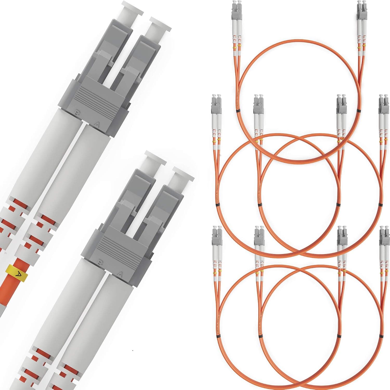BEYONDTECH LC to LC Fiber Patch Cable Multimode Duplex - 1m (3.28ft) - 50/125um OM2 LSZH (5 Pack) PureOptics Cable Series