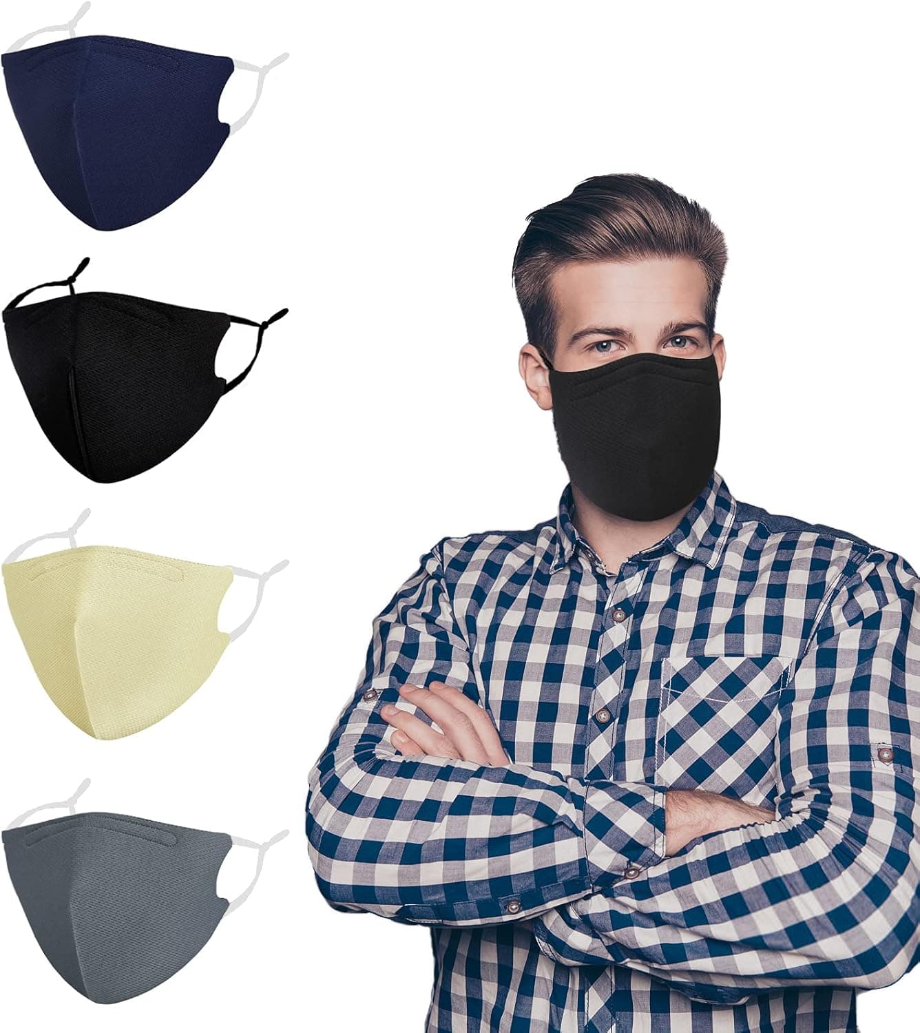 Washable Sports Cloth Face Mask, Women Men Adult Large Big XL Oversized Reusable Designer Breathable Adjustable Workout Facemask Gray Summer Cotton Fabric Madks with Nose Wire, Gift for Women Men