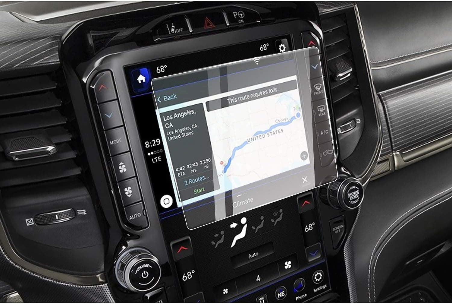 CDEFG Car Screen Protector Center Control Navigation Touch Screen Protector for 2019 2020 2021 Dodge RAM 1500 Big Horn/ Rebel/ Laramie Uconnect, Tempered Glass HD Scratch Resistance (for 2019 Dodge RAM 8.4 inch)