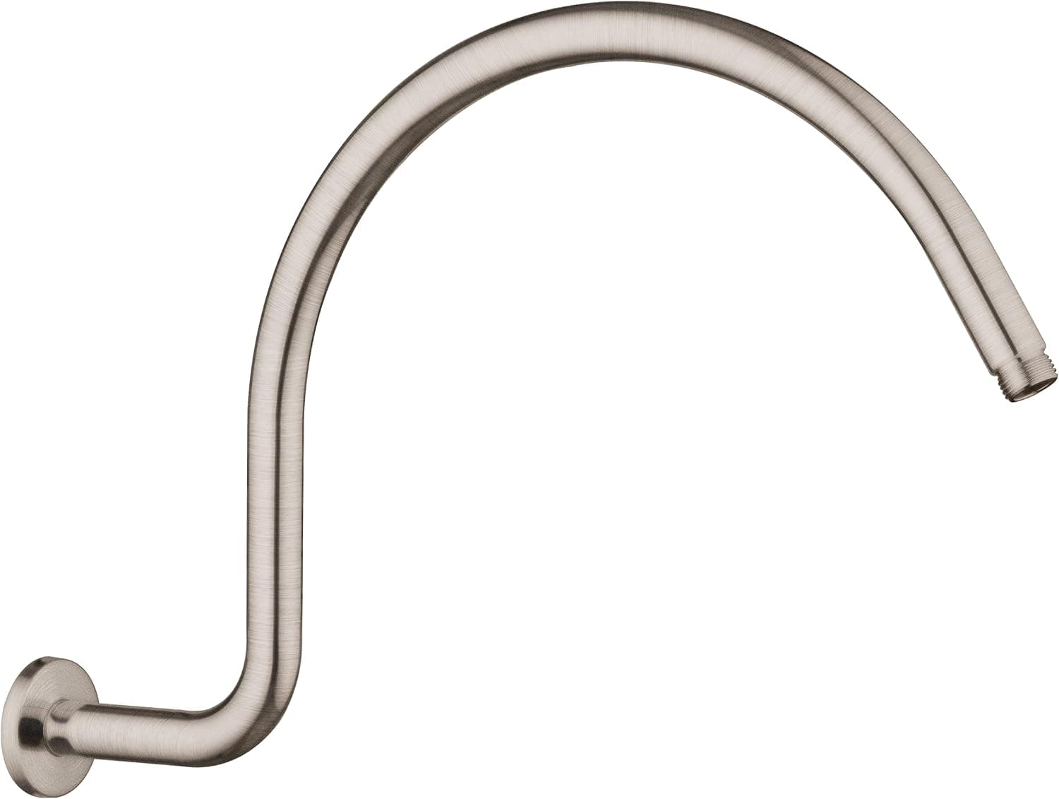 SparkPod 17 Inch Shower Arm with Flange - Solid Stainless Steel Shower Head Extension Arm, Wall-Mounted - Teflon Tape Included (High Rise Gooseneck 17", Elegant Brushed Nickel)