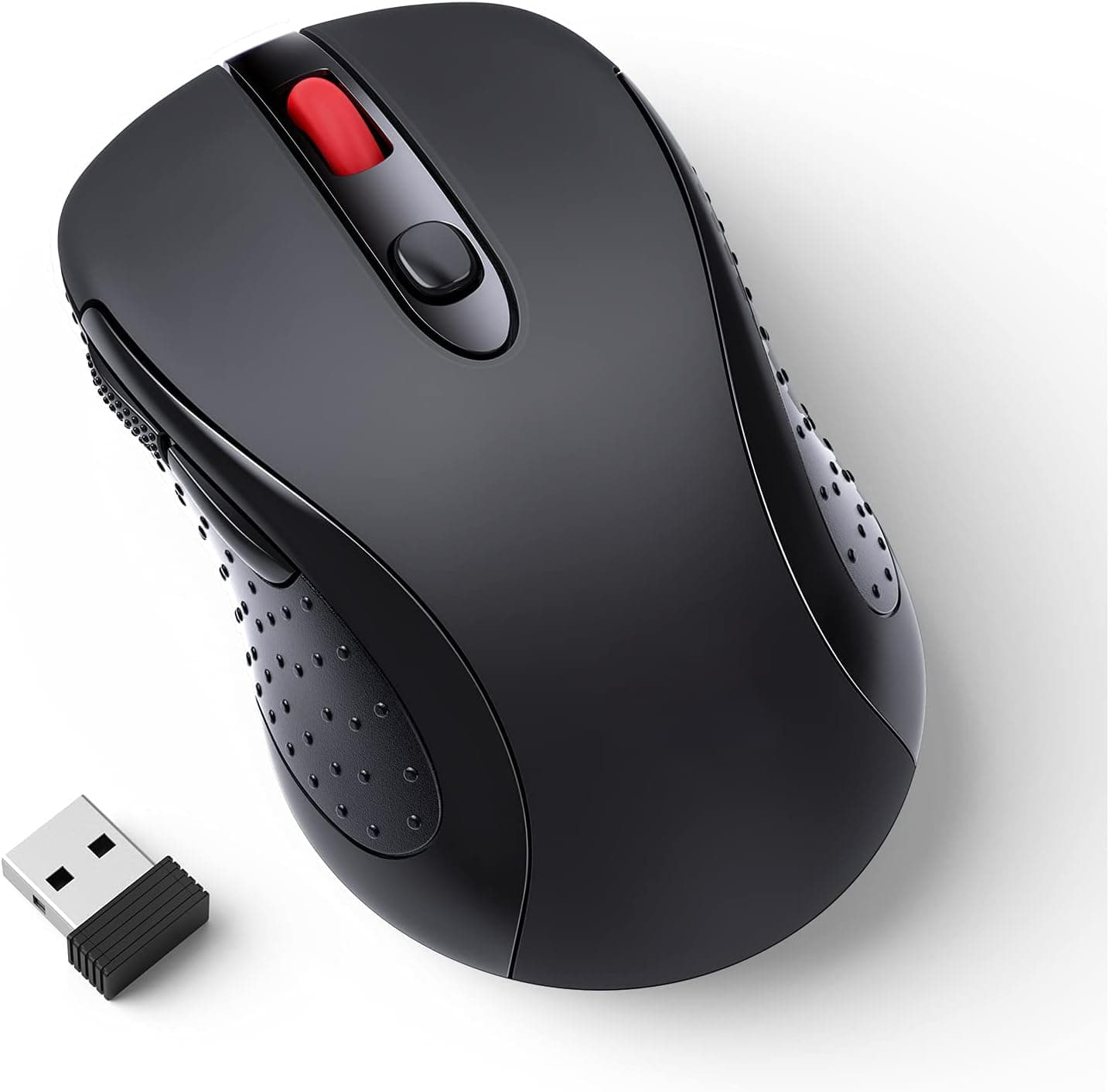 Wireless Mouse, [Finger Fatigue Free] Ergonomic Computer Wireless Mouse, Cordless Optical Mouse with USB Nano Receiver for Laptop,PC,Notebook,6 Buttons,24 Months Battery Life, 5 Adjustment DPI Levels