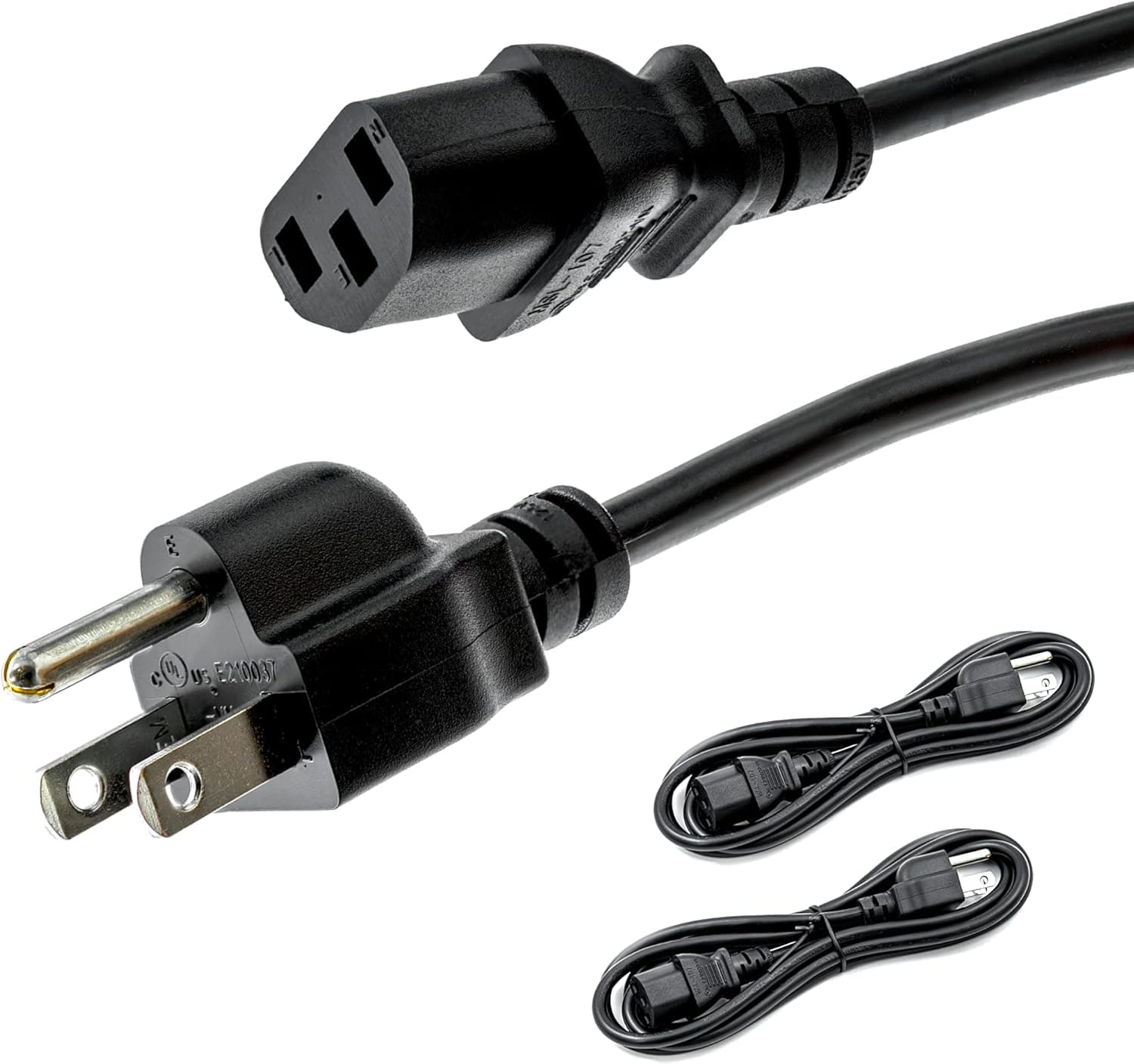 Rebuild Skills UL Approved Universal Computer Monitor Power Cord, C13 Power Cable for Monitor, PC, Desktop, Printer, Scanner, Amps 18 AWG GA NEMA 5-15P to IEC13 (6' ft 2pk)