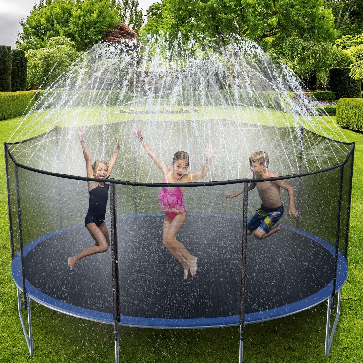 Ohuhu Trampoline Sprinklers for Kids 49FT, Outdoor Water Play Sprinklers for Kids Fun Summer Water Toys, Water Games Yard Toys Sprinklers Backyard Sprayer Water Park for Age 5+