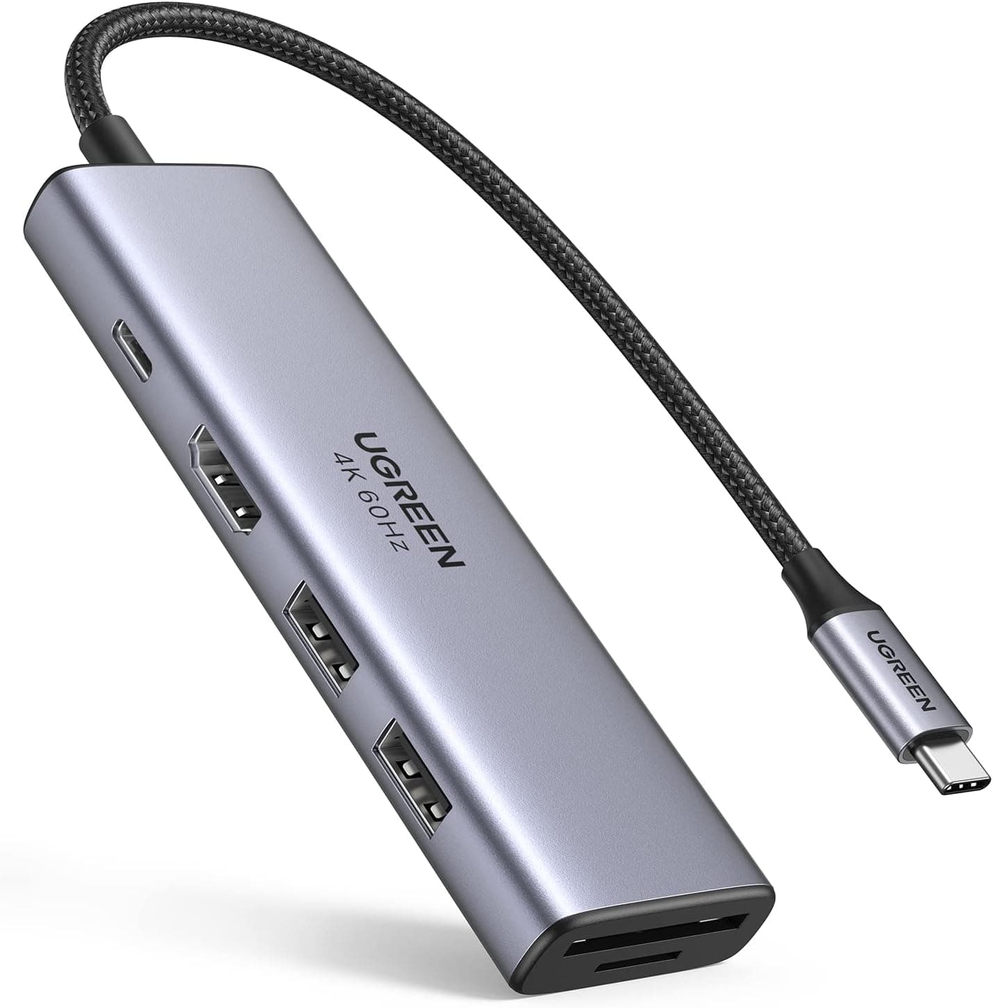 UGREEN USB C Hub 4K 60Hz, 6-in-1 USB C to USB Adapter with 100W PD, HDMI Adapter, USB3.0, SD/TF Card Reader, USB-C Multiport Adapter Type C Dongle for MacBook Pro Air, iPad Pro, TV, Dell, HP, Samsung
