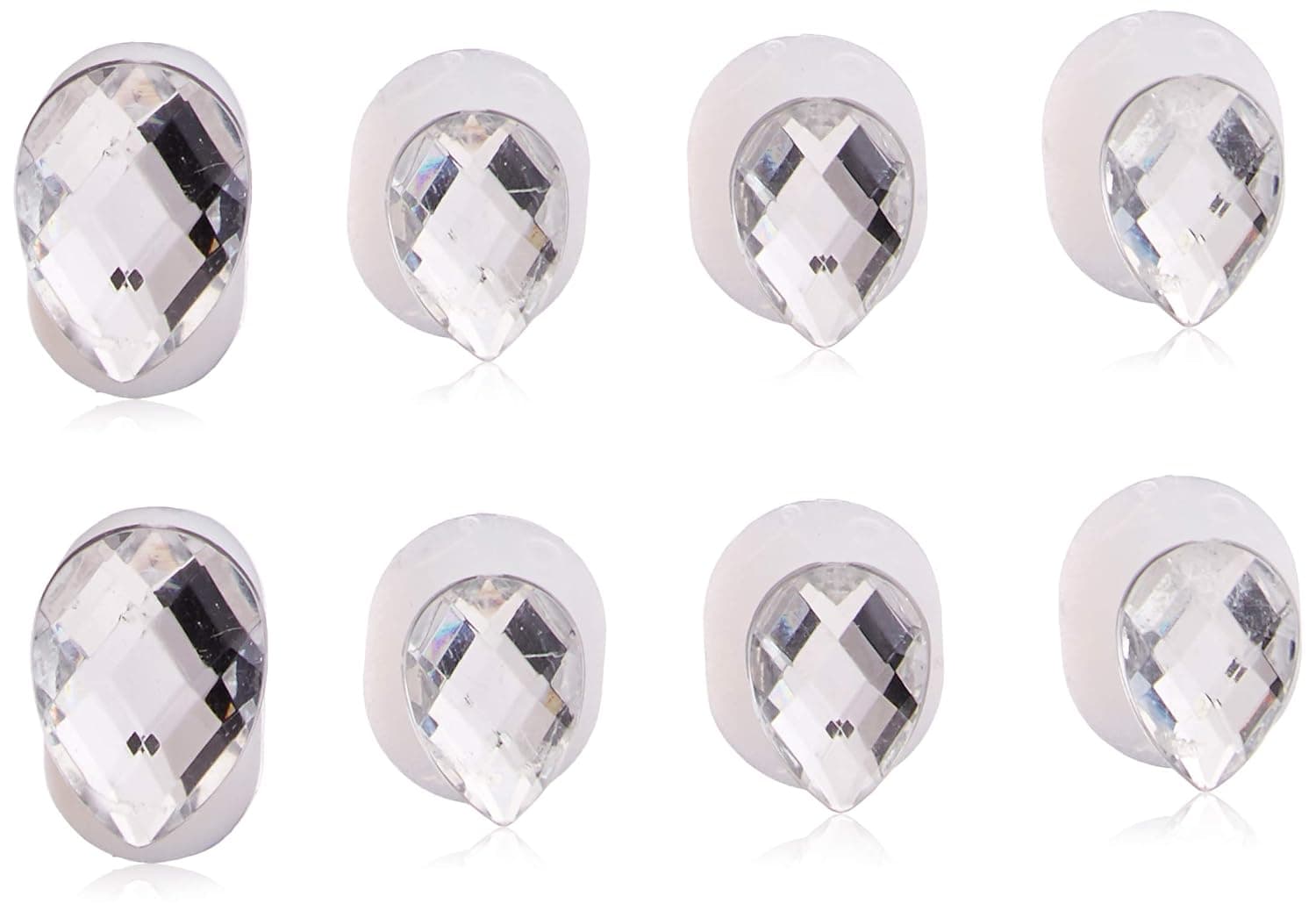 Dip Into Pretty"Tears of Joy" Silicone Toe Separators 8-Piece Spacers for Home and Salon Pedicures - Tear Drop Gem Design (Clear)