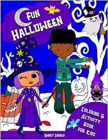 Fun Halloween Coloring & Activity Book for Kids: with Coloring, Maze, Dot to Dot, Word Search, and Word Scramble Pages