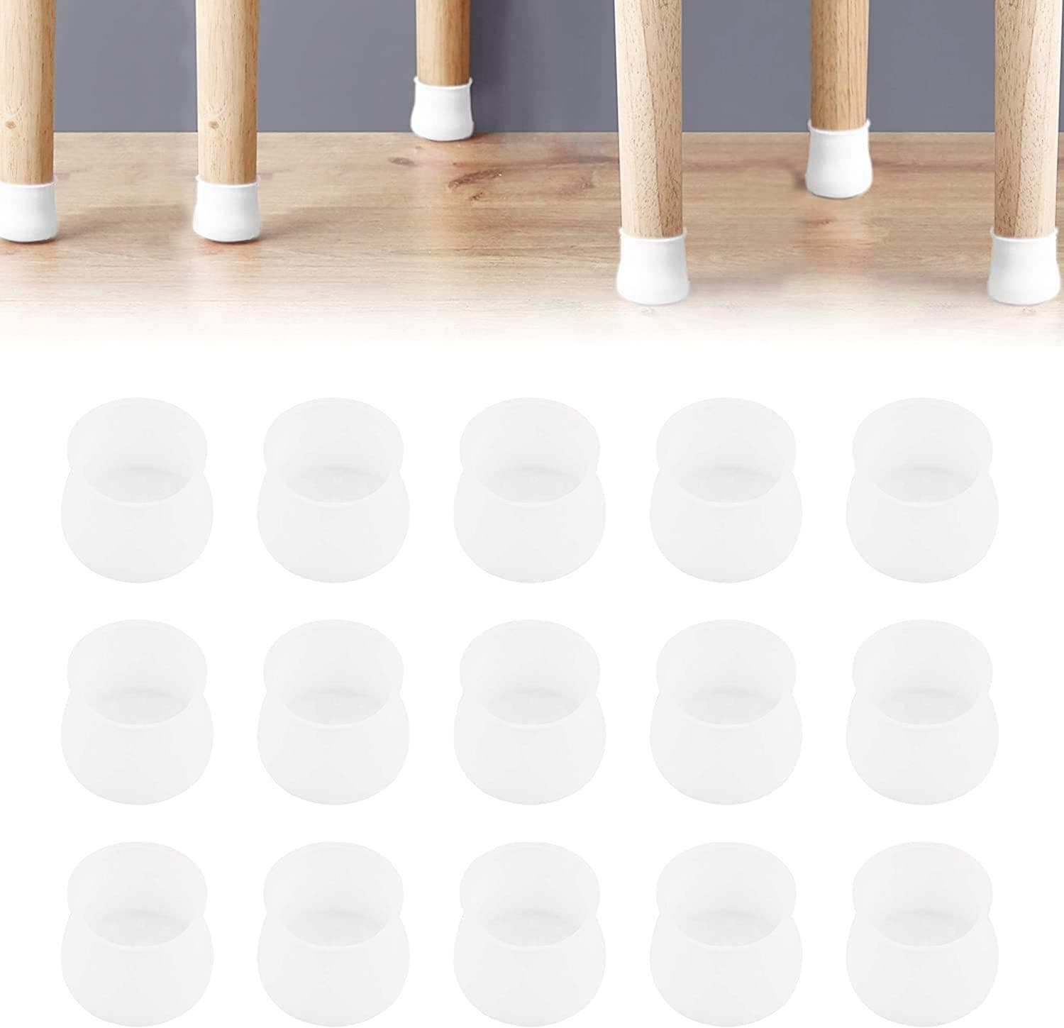 32 Pack Silicone Chair Leg Caps, YIIMER Silicone Floor Protector Covers for Round & Square Feet - Table Feet Covers for Hardwood Floor with Anti-Slip & Thickened Bottom, Fit Diameter 1.18’’-1.77’’
