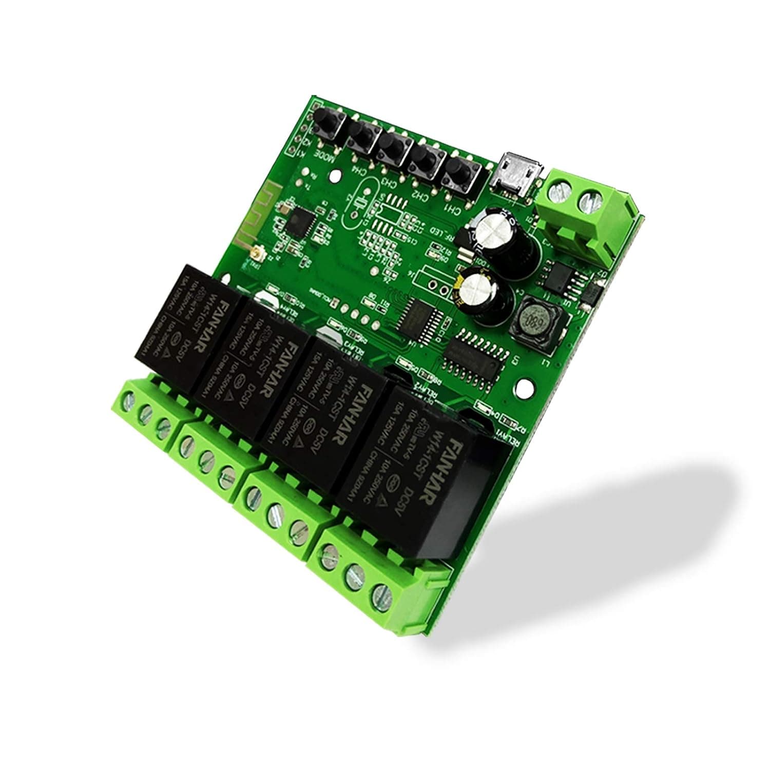 4 Channel WiFi Momentary Inching Relay Self-Locking Switch Module DC 7-32V DIY Switch Module eWelink APP Remote Control Switch Relay Module Compatible with Alexa Echo Goolge Home