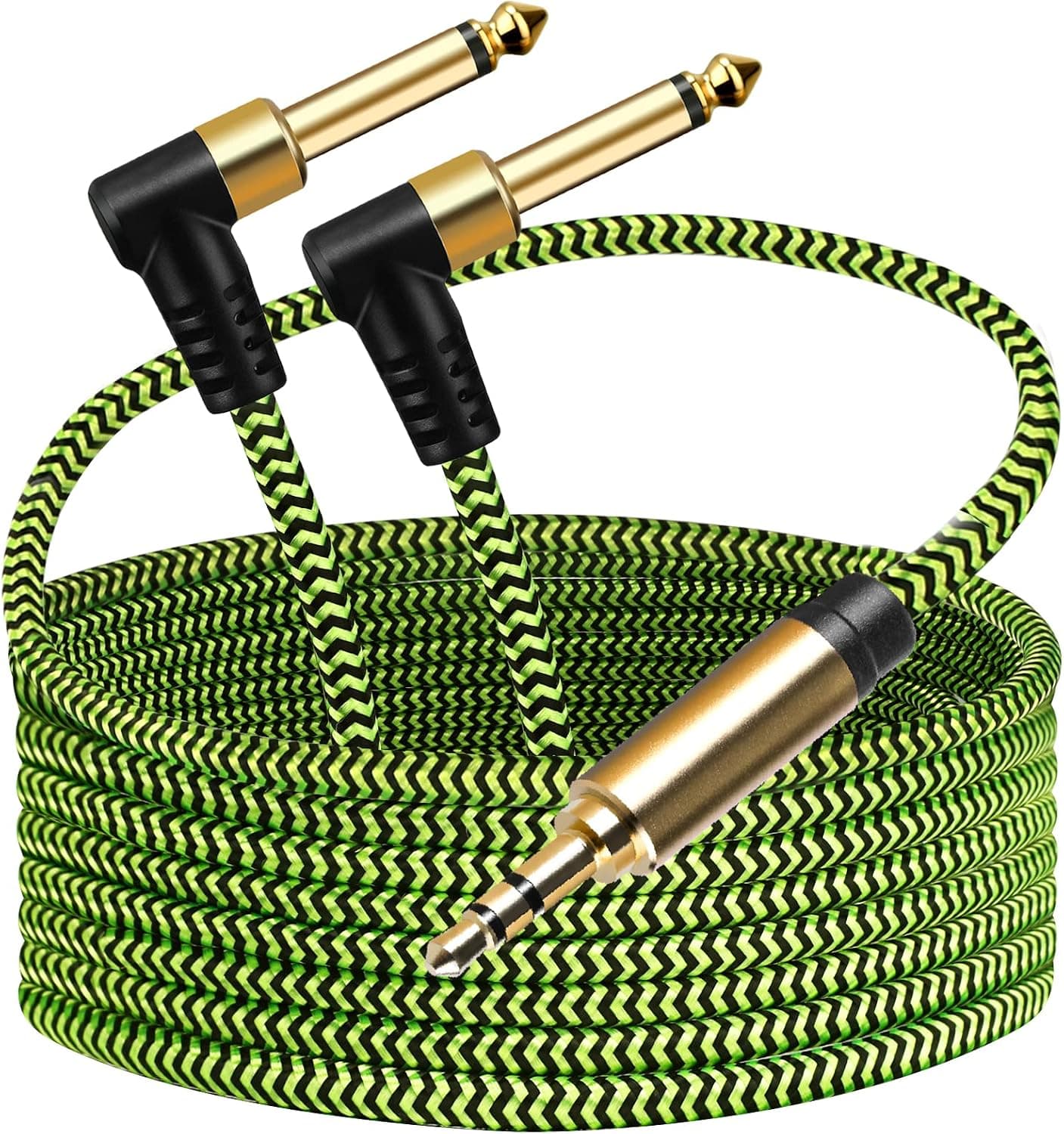 PPTVC 3.5mm 1/8" TRS Male to 2X 6.35mm 1/4" TS 6 ft, Male Mono Stereo Y-Cable Splitter Compatible for Home Stereo Systems, Laptop,Amplifier, Mixer Audio Recorder，MP3, etc