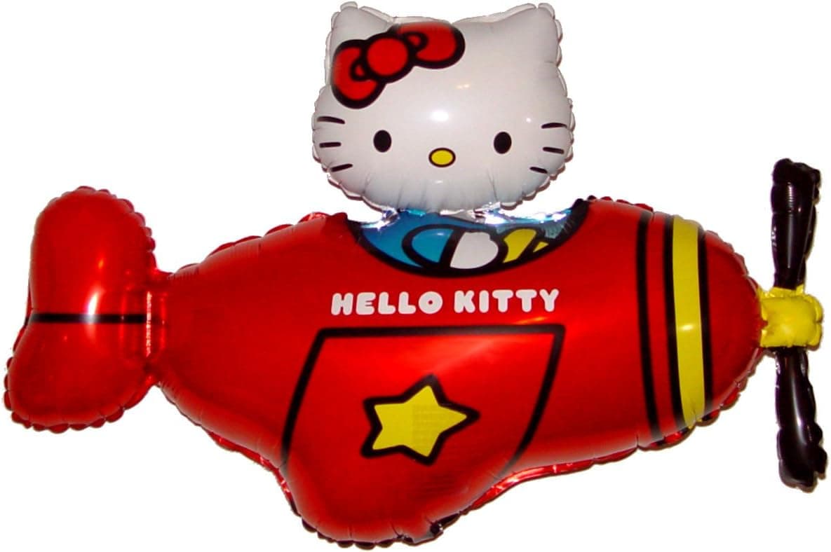 Fantastic Floatables Levitating Hello Kitty Airplane Red 35 inch Flying Floating Anti-Gravity Toy HOVERS in MID-AIR - Interactive & Educational String-Less Pet Balloon for Kids & Adult Indoor Events