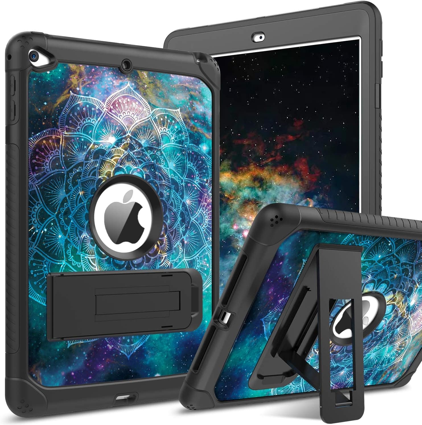 BENTOBEN iPad Mini 5 Case,iPad Mini 4 Case, Glow in The Dark Design 3 in 1 Heavy Duty Hybrid Hard PC Soft TPU Bumper Protective Impact Resistant Kickstand iPad Mini 4/5 Kids Covers, Mandala Design