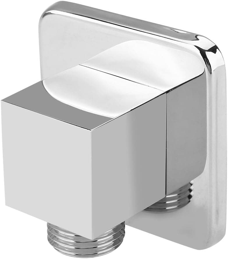 Zerodis Solid Brass Shower Outlet Elbow Chrome Square Handheld Shower Hose Connector G1/2 Wall Supply Elbow Outlet Water Spout