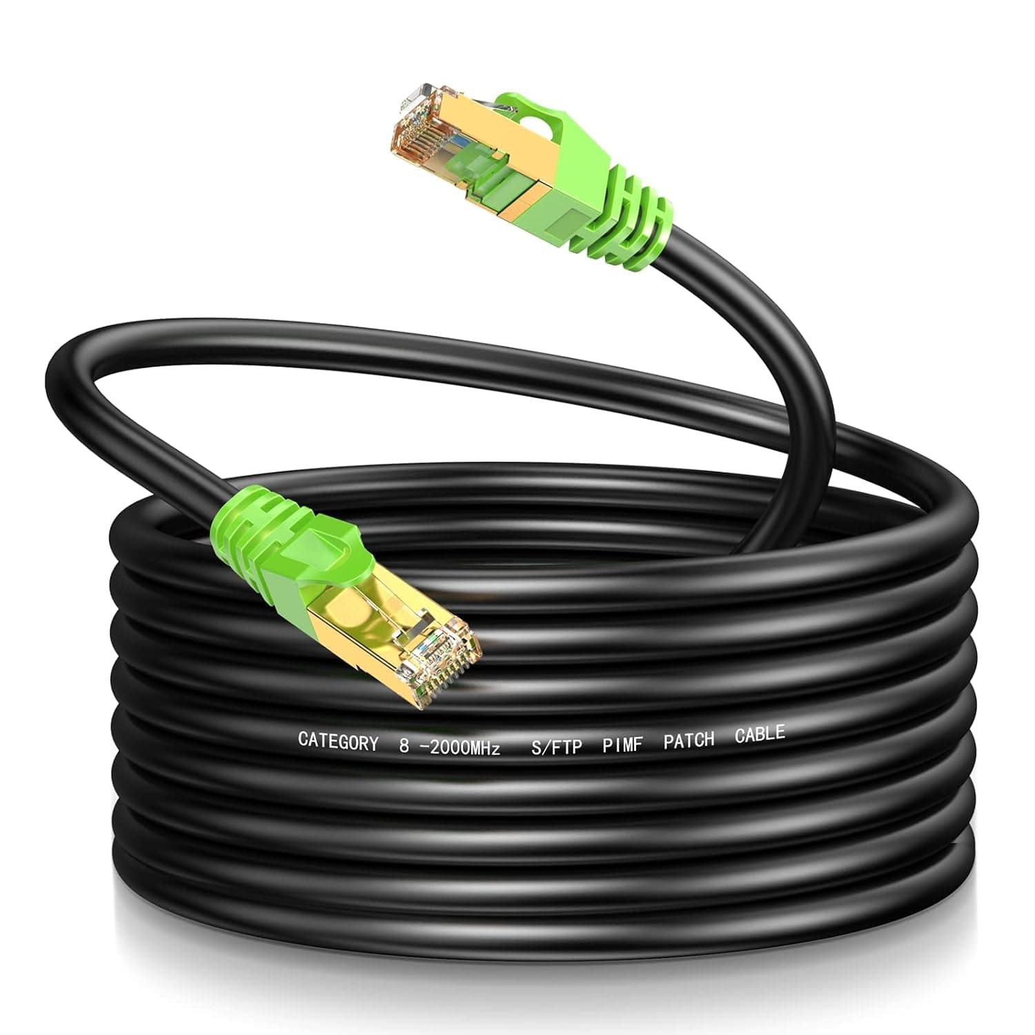 LEKVKM Cat8 Ethernet Cable 3Ft S/FTP Outdoor&Indoor Heavy Duty High Speed Cat8 LAN Network Cable 40Gbps 2000Mhz with Gold Plated RJ45 Connector Weatherproof Resistant for PC