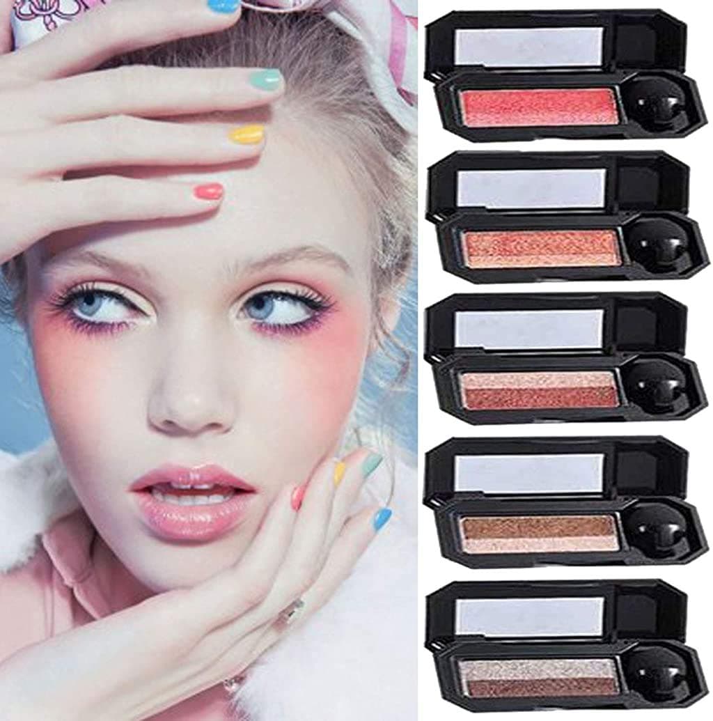Perfect Dual-Color One Swipe Eyeshadow, 5 Color, Highly Pigmented Eyeshadow with Exquisite Matte Shimmer Glitters and Smooth Texture, Waterproof Long-Lasting Eyeshadow Palette (04Earthtones)