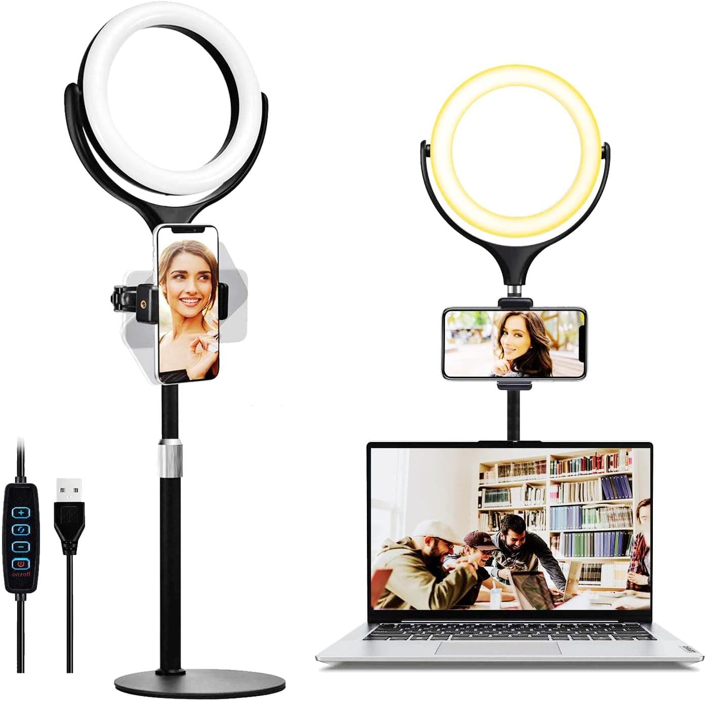 Selfie Circle Light for Zoom Calls,Online Virtual Meeting,Office Video Calls, Desktop Ring Light with Stand for Laptop, Computer, Monitor,Webcam,iPhone, Video Conference Lighting Kit for zoom Meeting.