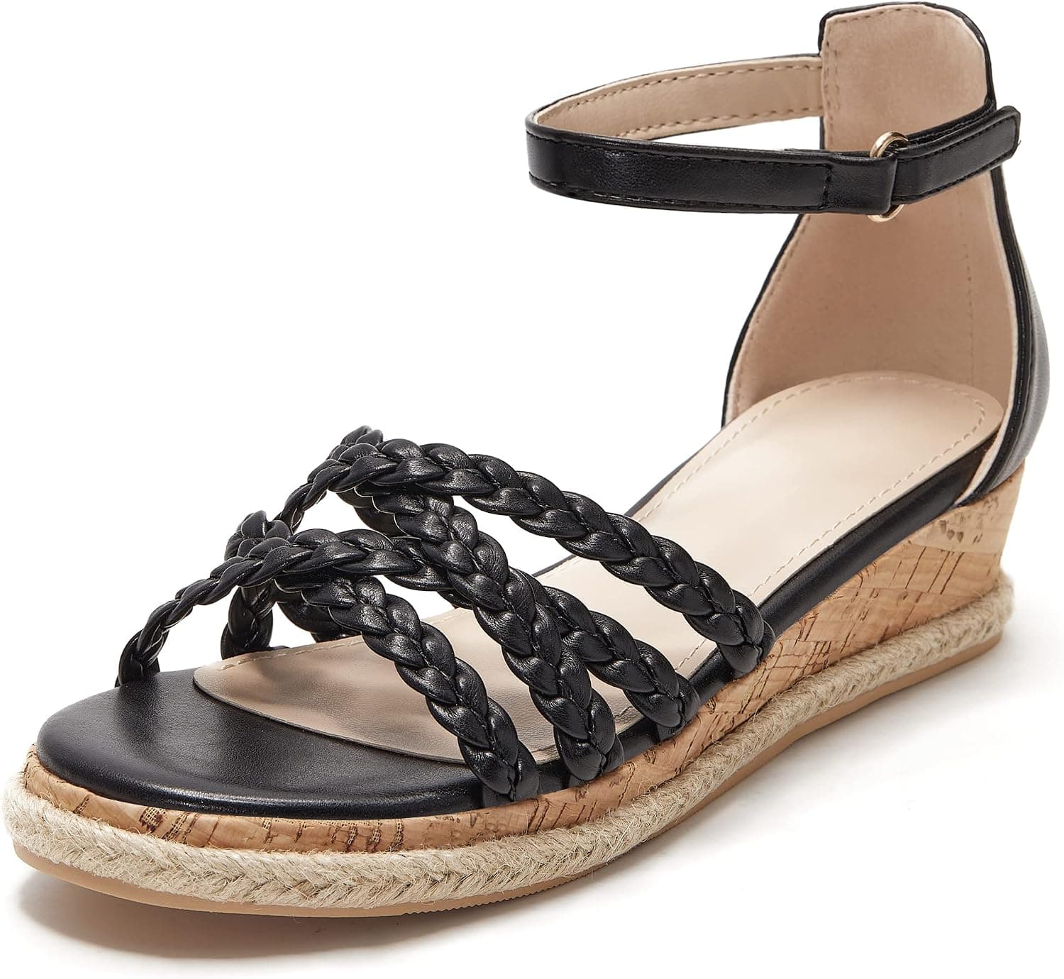 LAICIGO Girl's Platform Sandals Ankle Strap Wedge Sandal Open Toe Braided Summer Kids Shoes