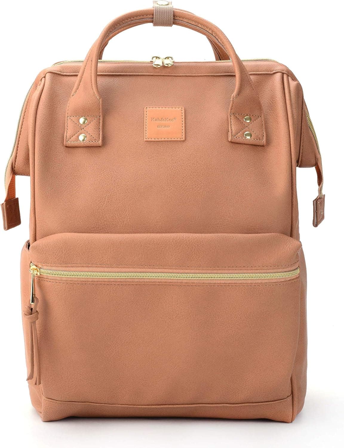 Kah&Kee Faux-Leather Backpack Diaper Bag with Laptop Compartment Travel School for Women Man