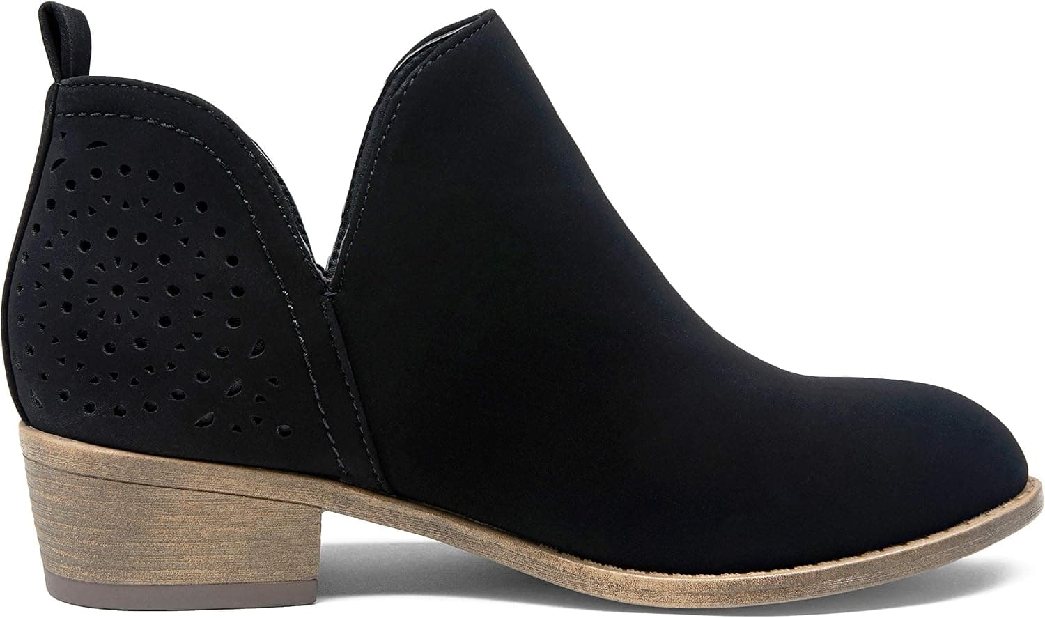 Vepose Women's Ankle Boots Low Heels Chunky Cutout Booties+Perforated Western Shoes