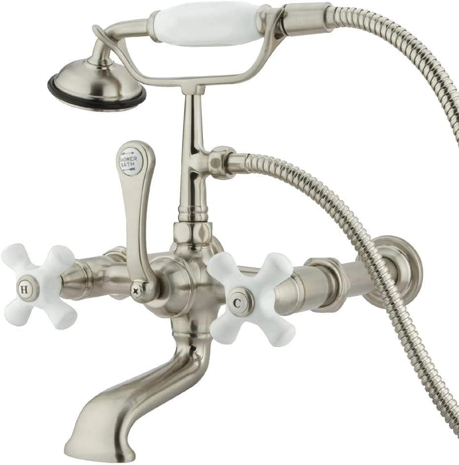 Kingston Brass CC549T8 Vintage Clawfoot Tub Faucet, 7-Inch Adjustable Center, Brushed Nickel
